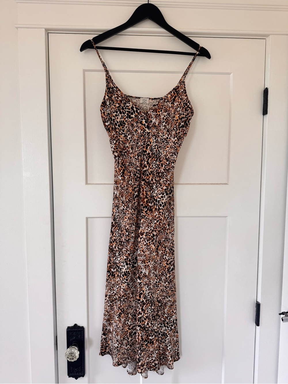 Wilfred Leopard-Print Slip Midi Dress in Brown and Black